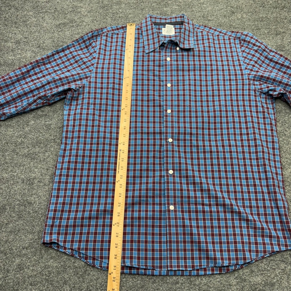 LL Bean Mens Large Traditional Fit Plaid Button Down Shirt Blue Burgundy 505642 - Picture 4 of 8